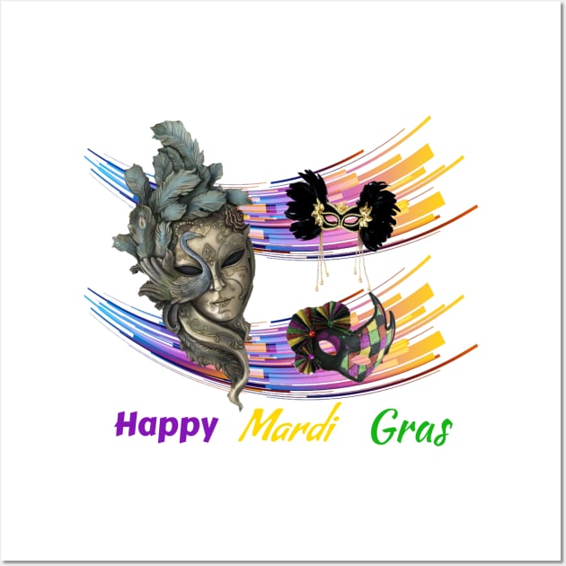 Colorful Mardi Gras Mask Wall Art by Mony Shop